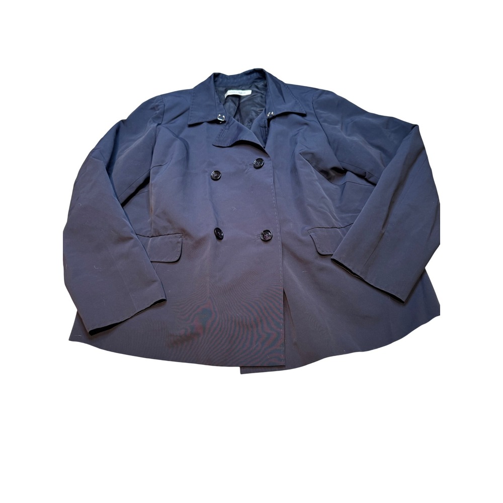 Marina Rinaldi Navy‎ Blue Double Breasted Blazer Jacket Impermeable Raincoat XL